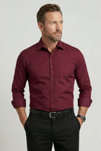 heren overhemd slim fit met knoopsluiting in rood