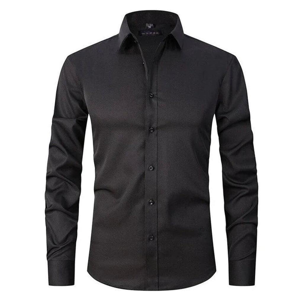 heren overhemd slim fit met lange mouw in zwart