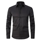 heren overhemd slim fit met lange mouw in zwart