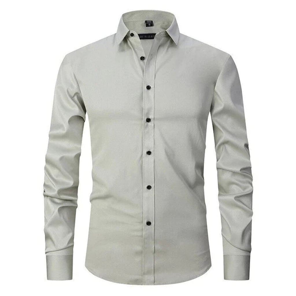 heren overhemd slim fit met lange mouw in groene thee