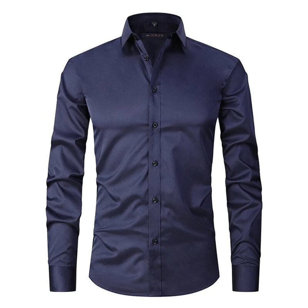 heren overhemd slim fit met lange mouw in marineblauw