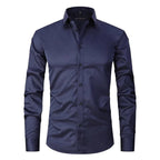 heren overhemd slim fit met lange mouw in marineblauw