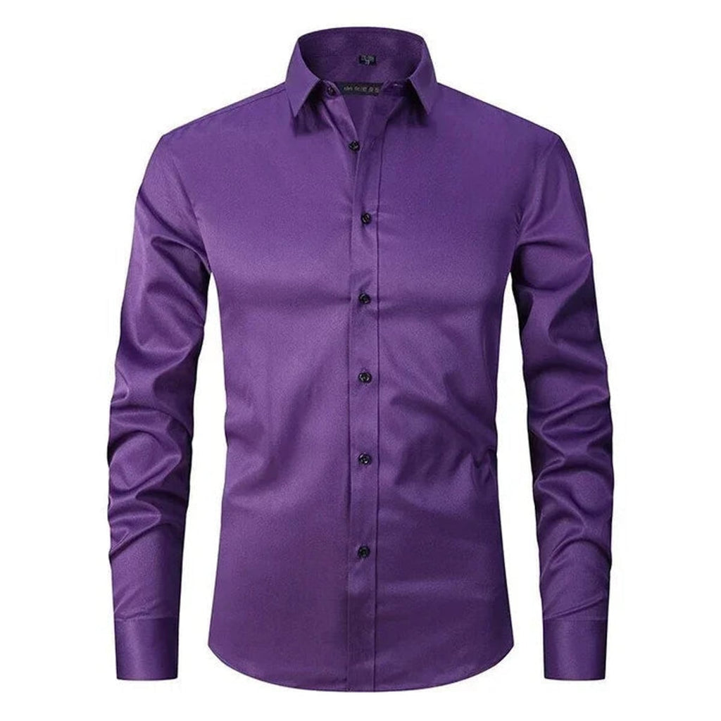 heren overhemd slim fit met lange mouw in paars