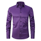 heren overhemd slim fit met lange mouw in paars