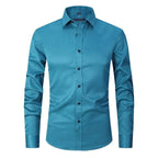 heren overhemd slim fit met lange mouw in lichtgroen