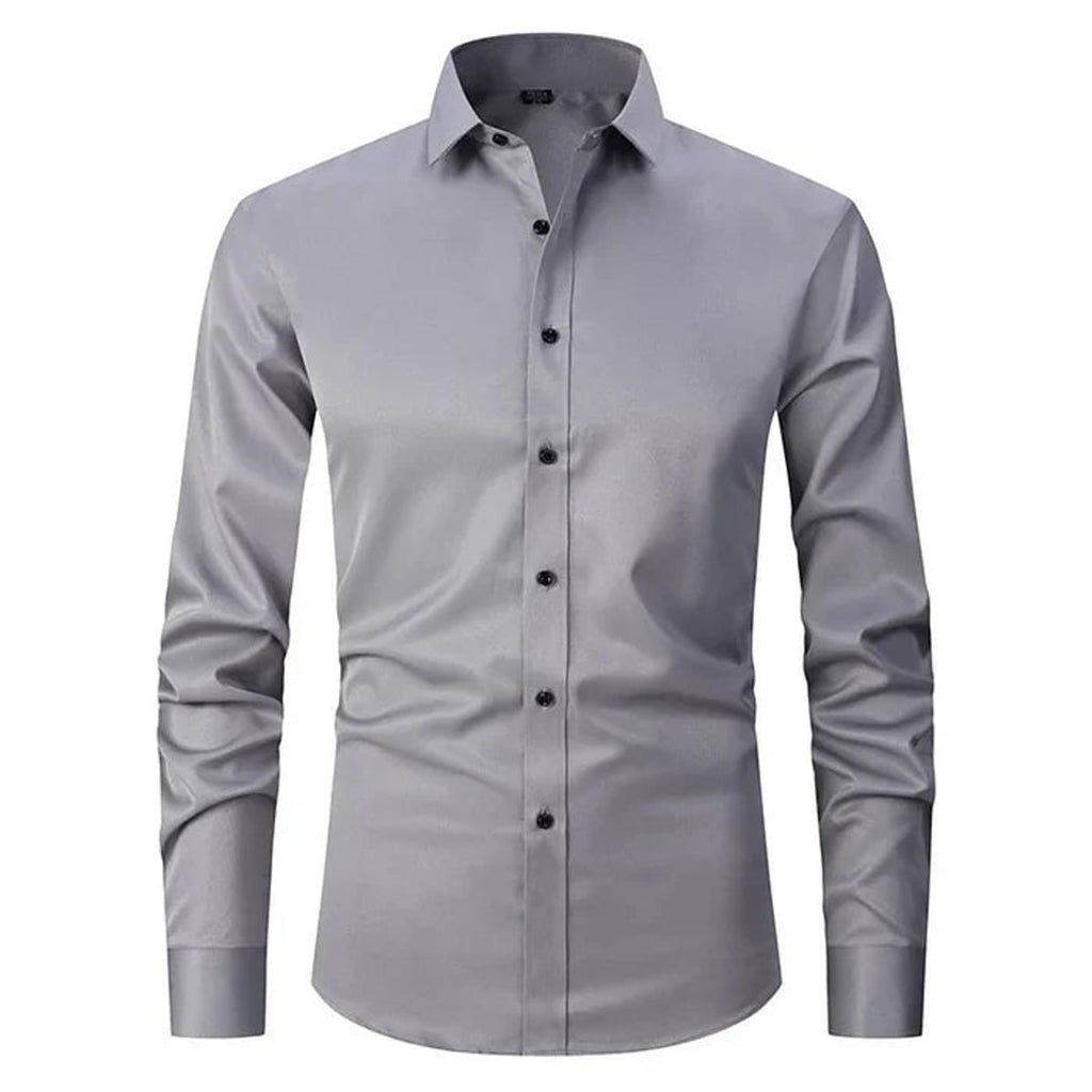 heren overhemd slim fit met lange mouw in grijs