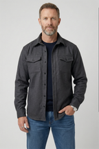 heren overshirt jas met borstzakken in donkergrijs