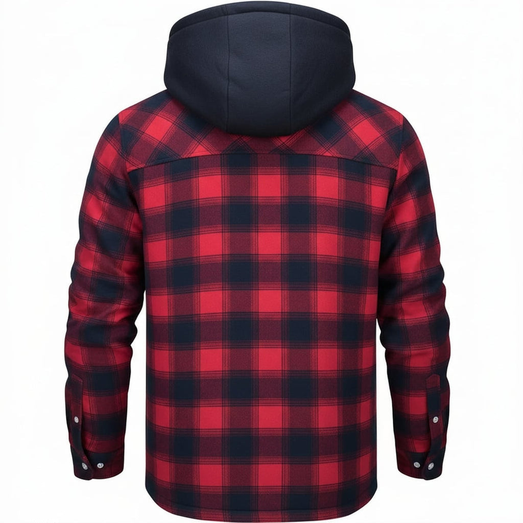 heren overshirt met capuchon en rits in rood