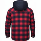 heren overshirt met capuchon en rits in rood