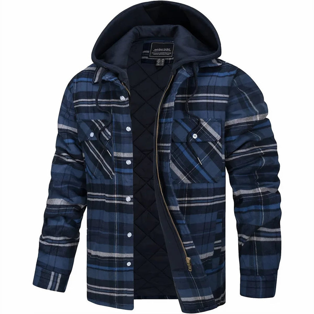heren overshirt met capuchon en rits in marine