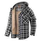 heren overshirt met capuchon en sherpa voering in donkergrijs