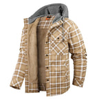 heren overshirt met capuchon en sherpa voering in khaki