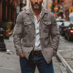 heren overshirt met hemdkraag en knoopsluiting in grijs