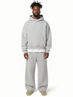 heren oversized hoodie set met wide leg joggingbroek in lichtgrijs