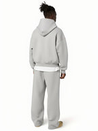 heren oversized hoodie set met wide leg joggingbroek in lichtgrijs