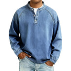 heren oversized overhemd met knoopsluiting in hemelsblauw