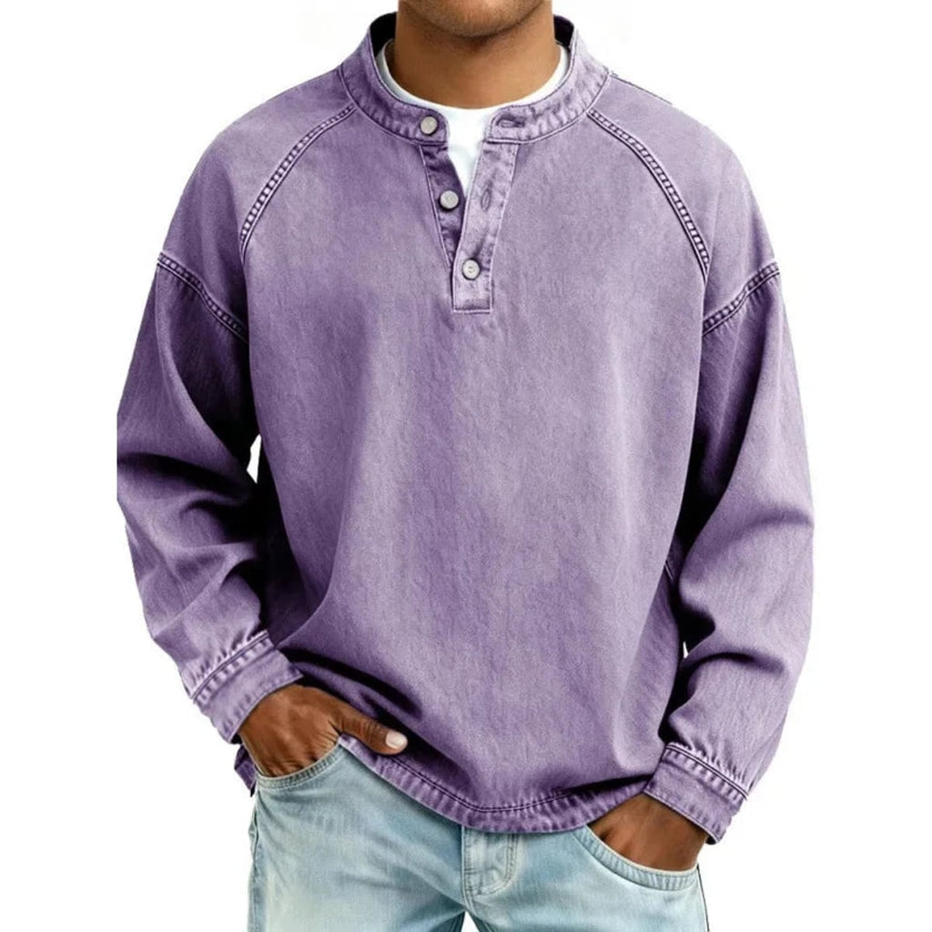 heren oversized overhemd met knoopsluiting in paars