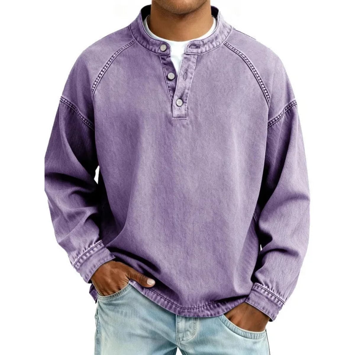 heren oversized overhemd met knoopsluiting in paars