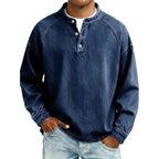 heren oversized overhemd met knoopsluiting in donkerblauw