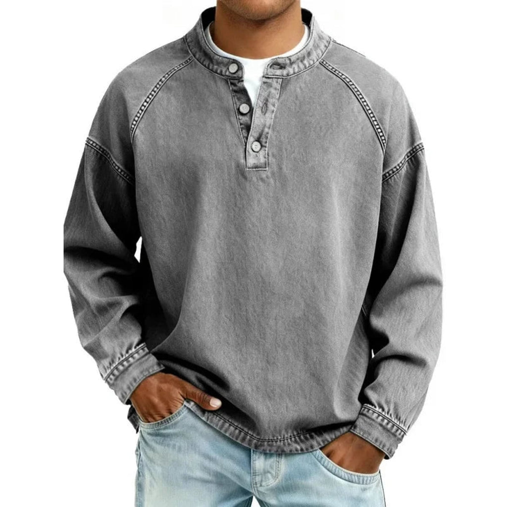 heren oversized overhemd met knoopsluiting in grijs