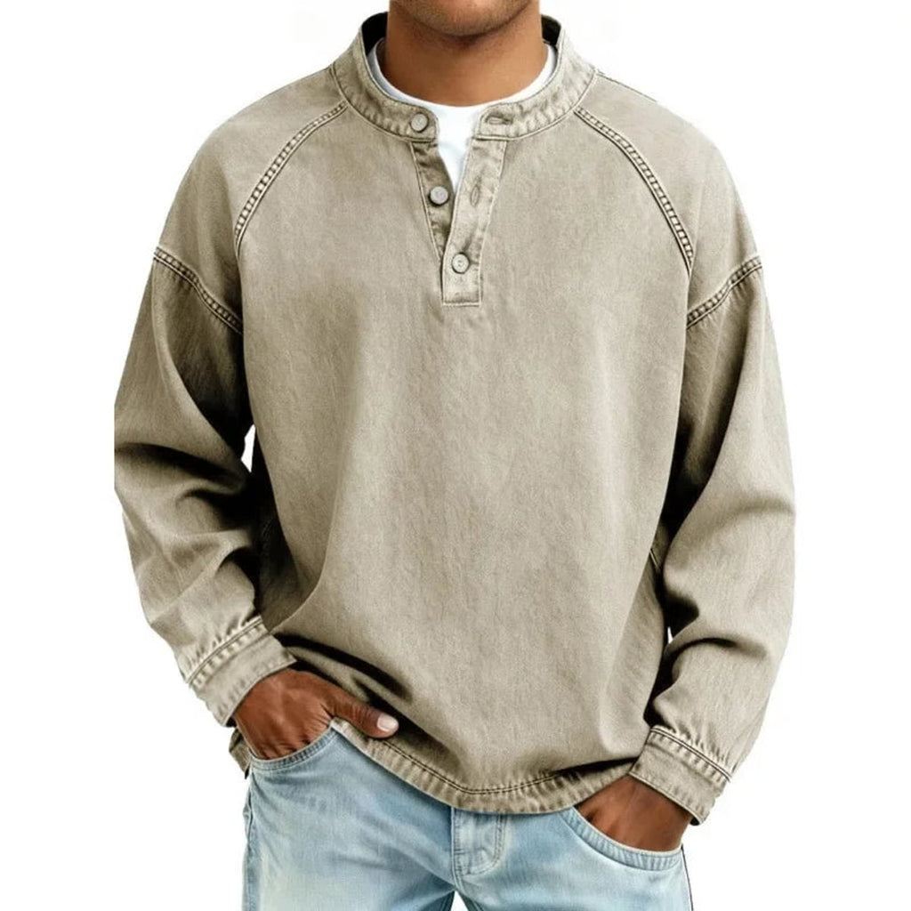 heren oversized overhemd met knoopsluiting in khaki