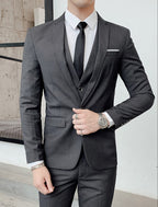 heren pak met gilet slim fit in grijs