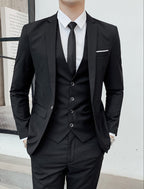 heren pak met gilet slim fit in zwart