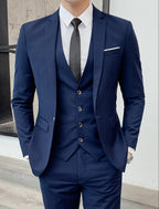 heren pak met gilet slim fit in marineblauw