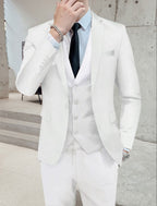 heren pak met gilet slim fit in wit