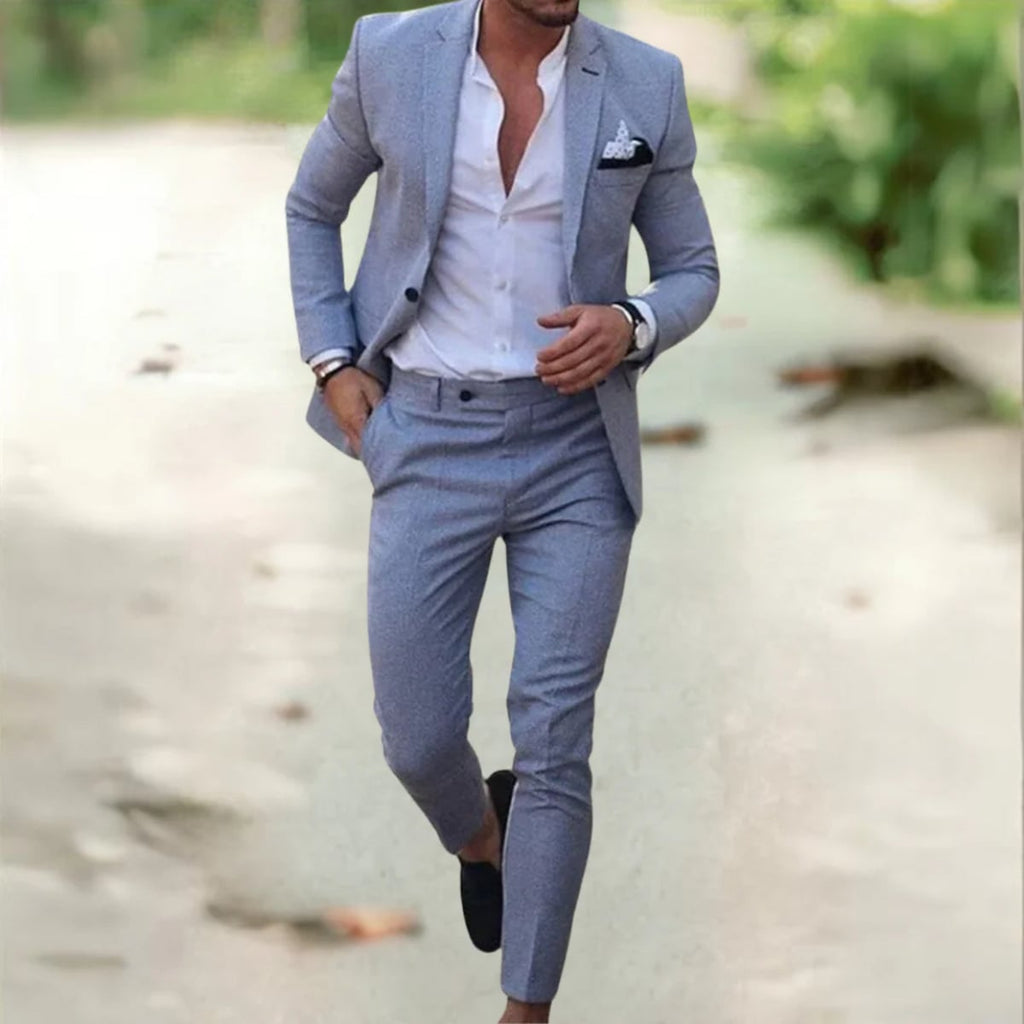 heren pak slim fit met getailleerde snit in grijs