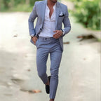 heren pak slim fit met getailleerde snit in grijs