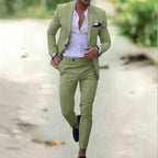heren pak slim fit met getailleerde snit in groen