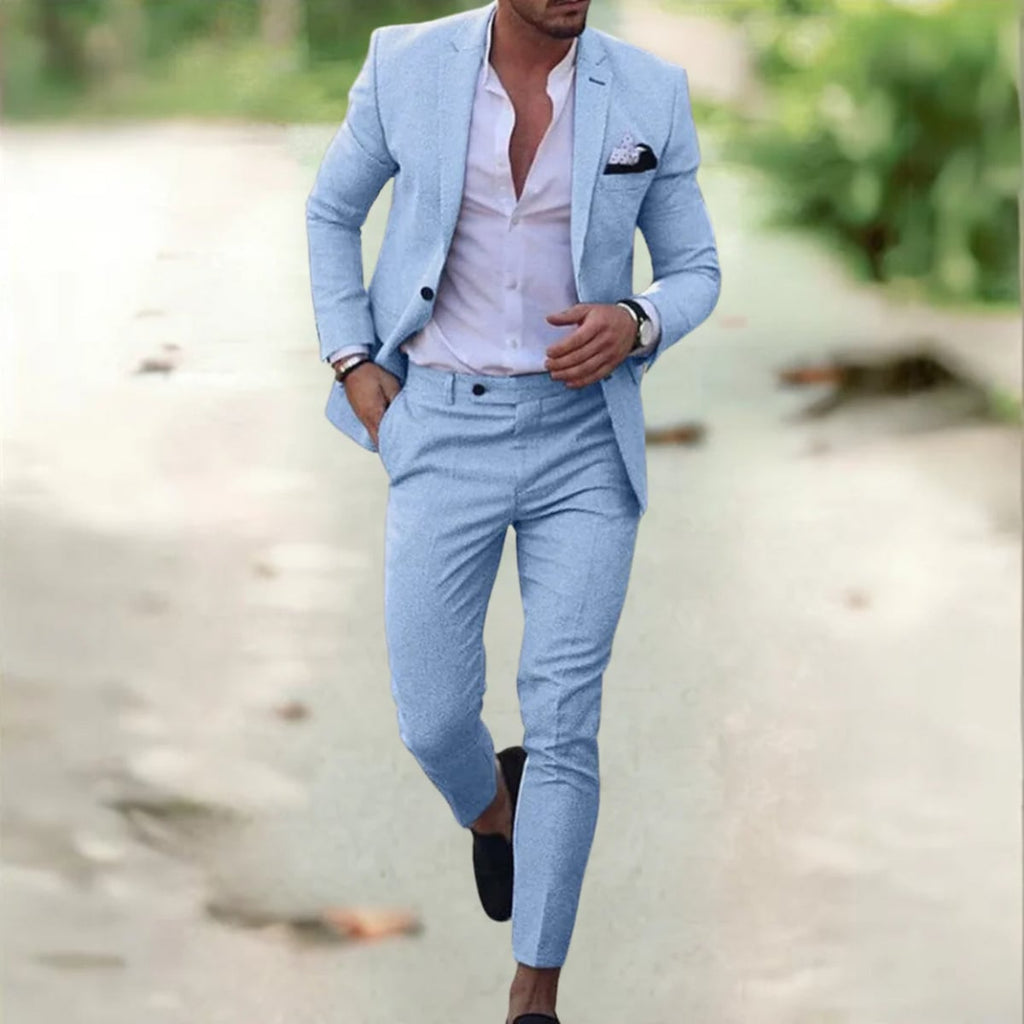 heren pak slim fit met getailleerde snit in lichtblauw