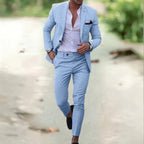 heren pak slim fit met getailleerde snit in lichtblauw