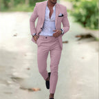 heren pak slim fit met getailleerde snit in roze