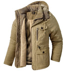 heren parka jas met capuchon in khaki