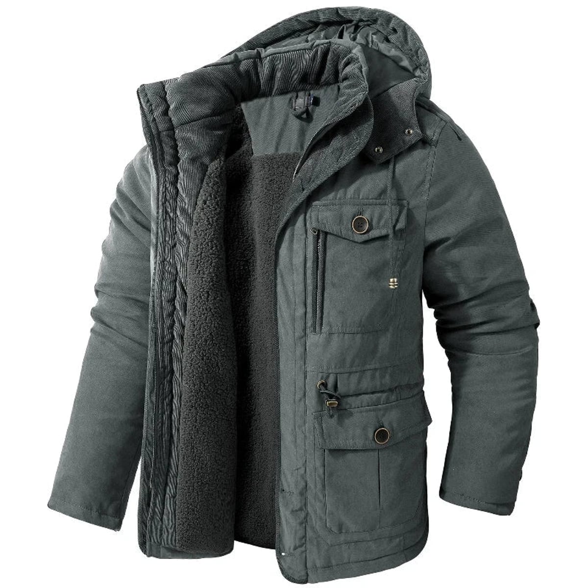 heren parka jas met capuchon in grijs