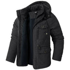 heren parka jas met capuchon in zwart