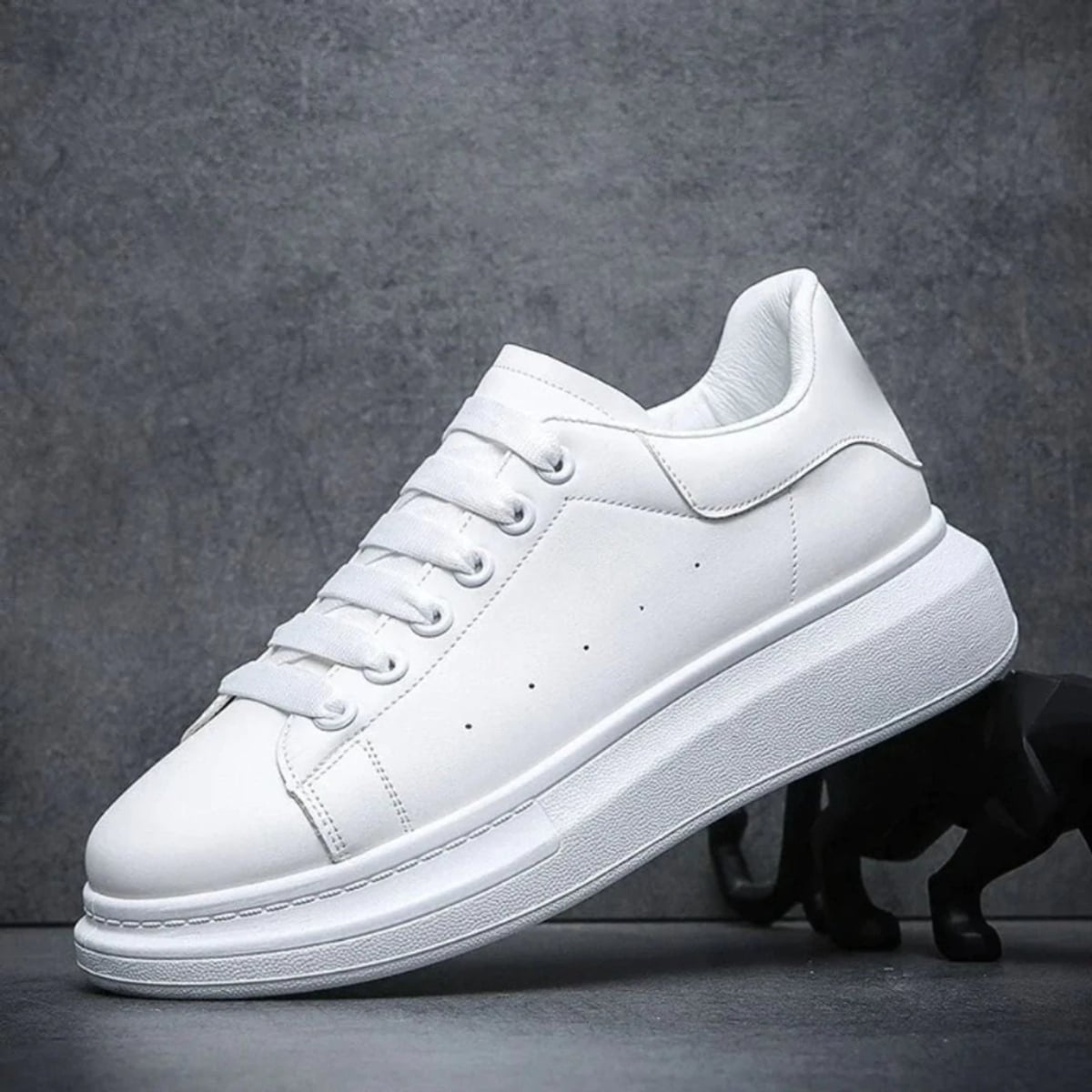 heren platform sneaker met dikke zool in wit