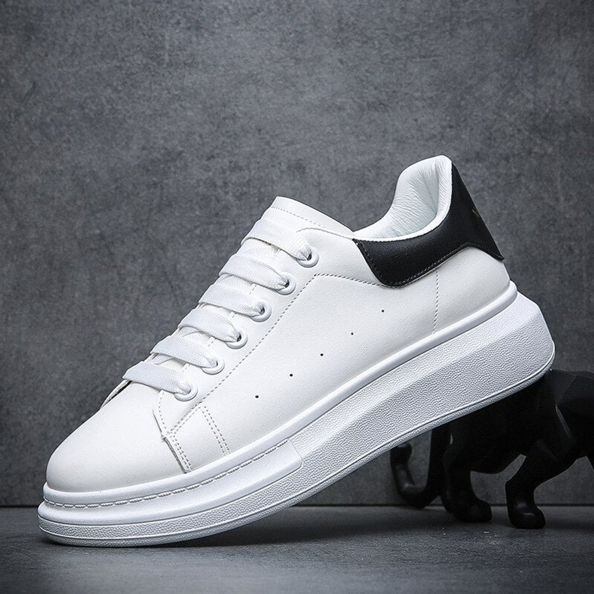 heren platform sneaker met dikke zool in zwart