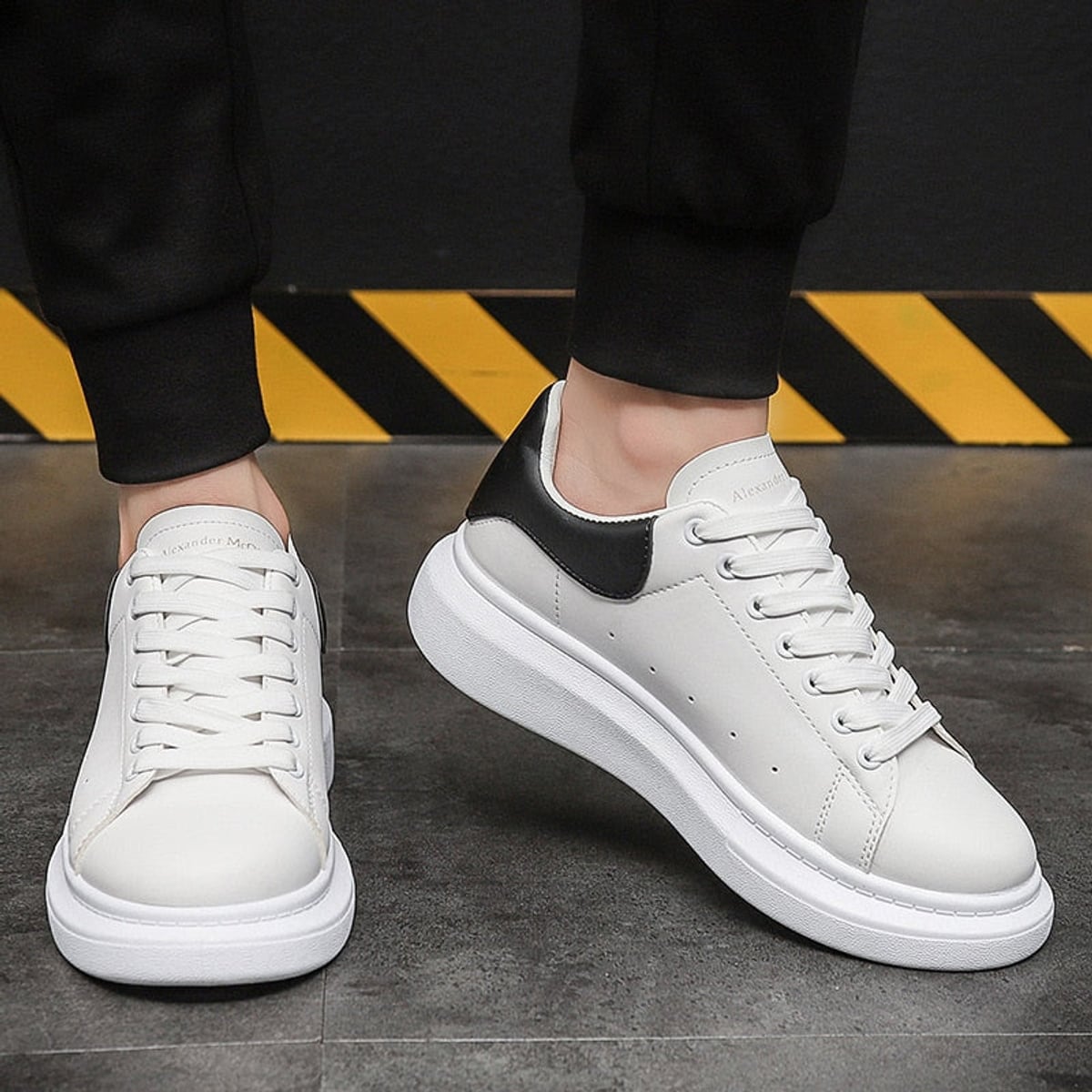 heren platform sneaker met dikke zool in zwart