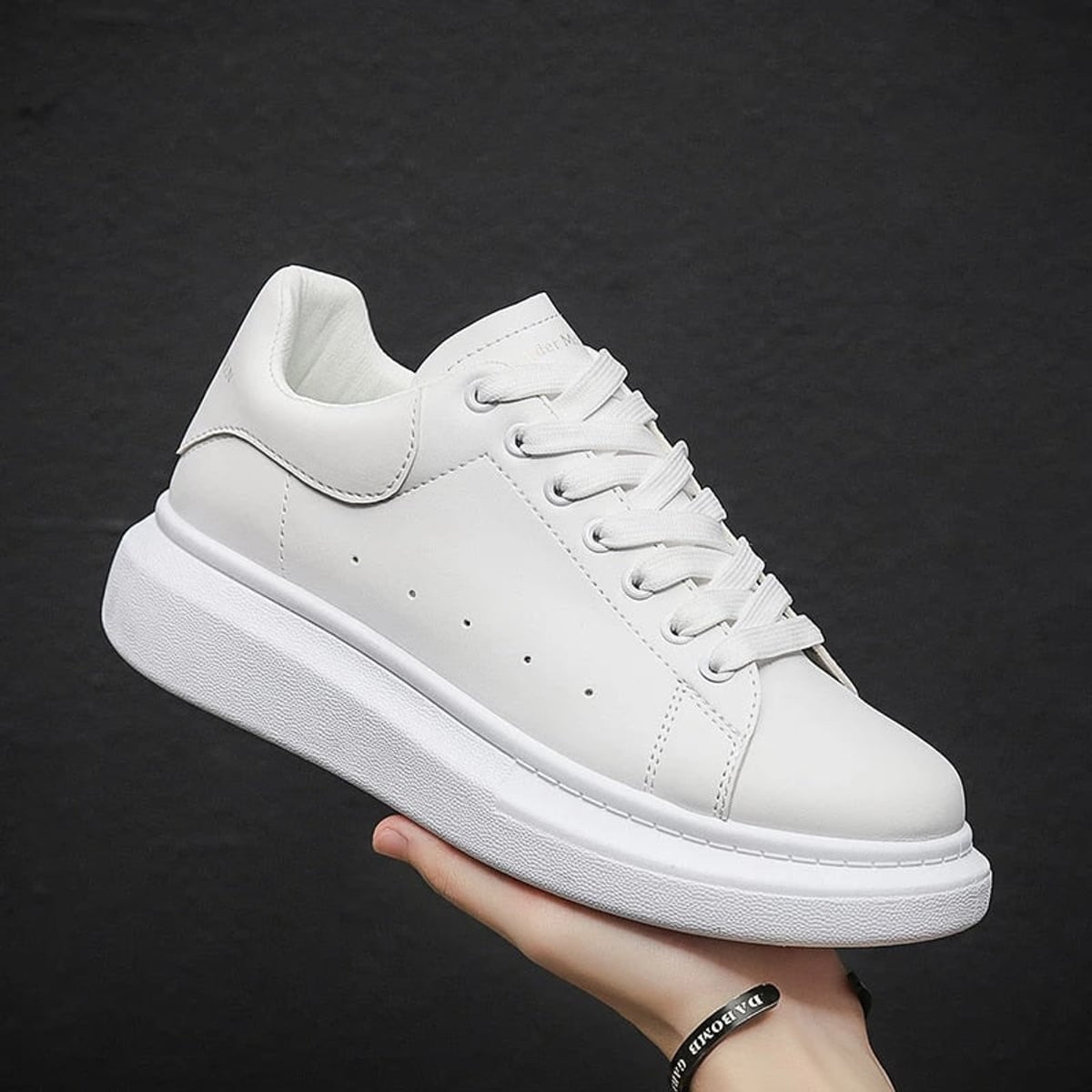 heren platform sneaker met dikke zool in wit