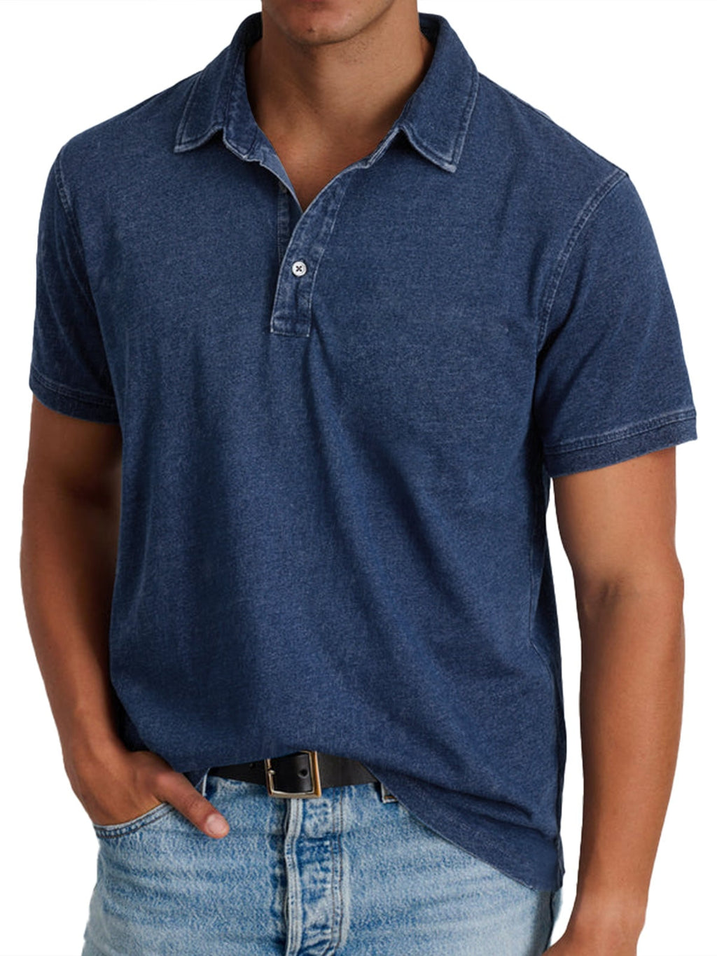 heren polo korte mouw met kraag in marineblauw