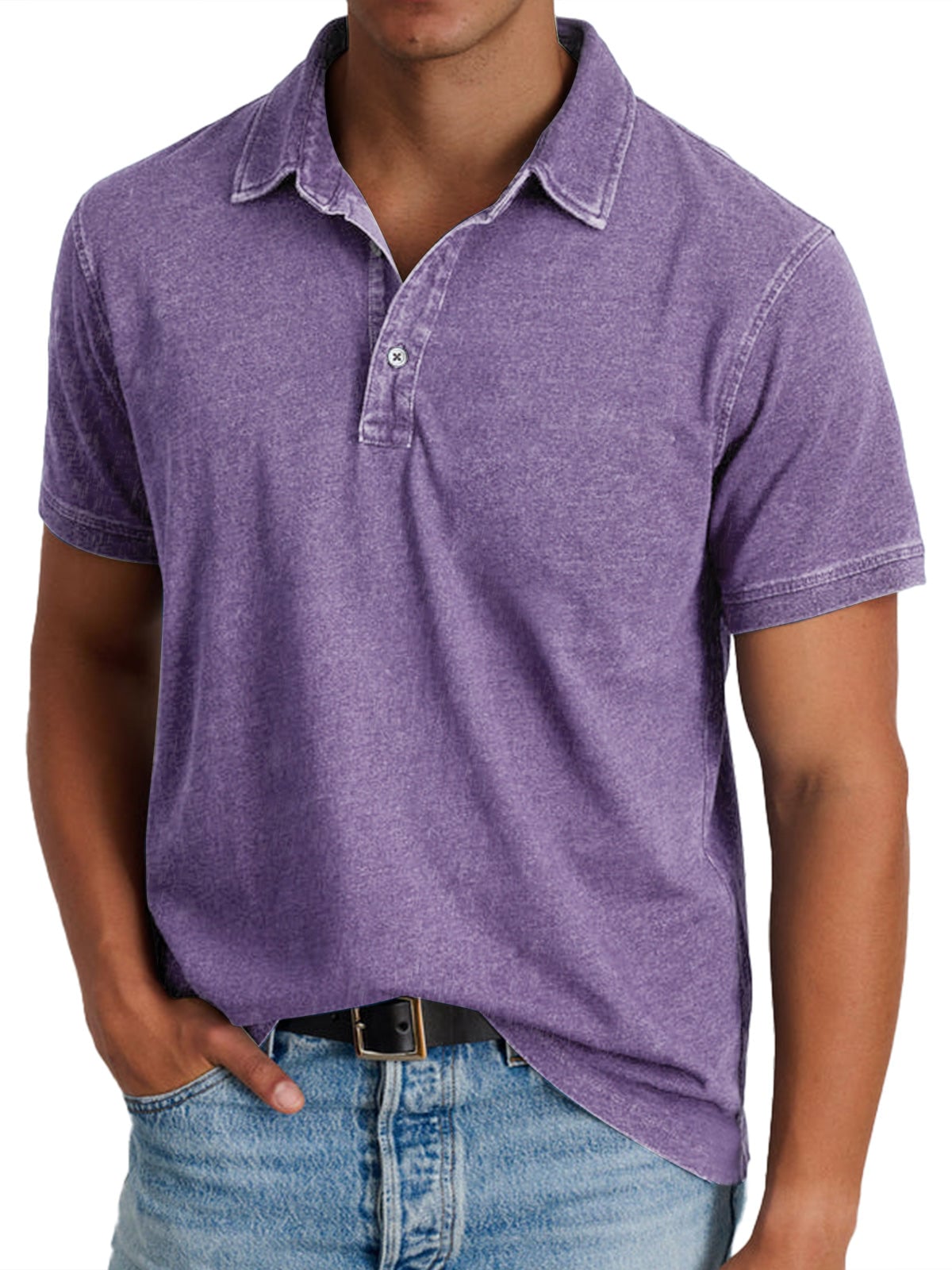 heren polo korte mouw met kraag in violet