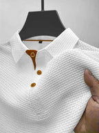 heren polo korte mouw met structuurpatroon in wit