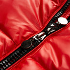 heren pufferjas met capuchon glanzend in rood