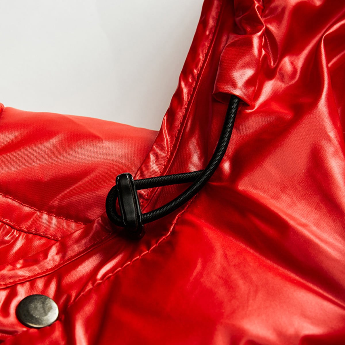 heren pufferjas met capuchon glanzend in rood