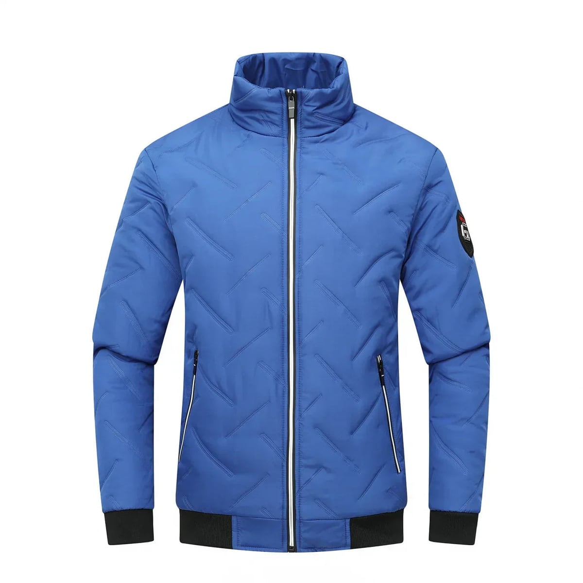 heren pufferjas met opstaande kraag in blauw