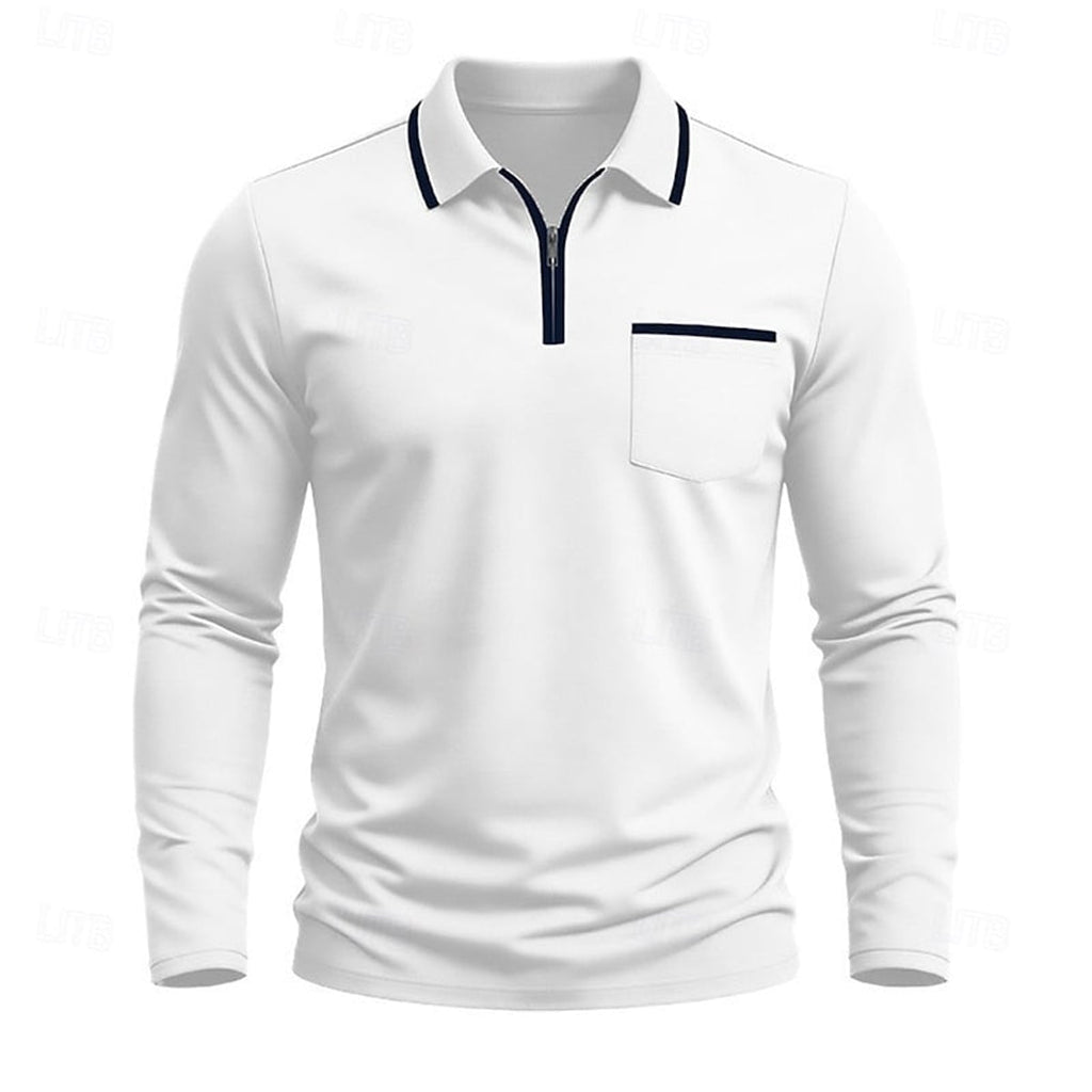 heren quarter-zip polo met lange mouw