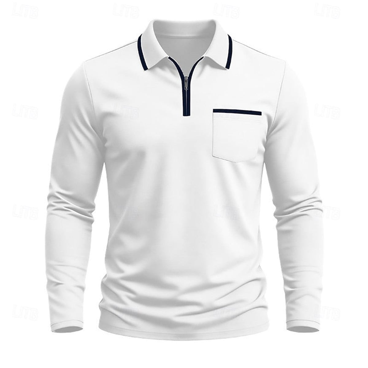 heren quarter-zip polo met lange mouw